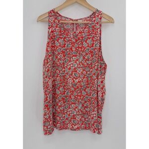 Old Navy Plus Size Red/Orange‎ Floral Sleeveless Blouse XXL Boho Normcore Summer